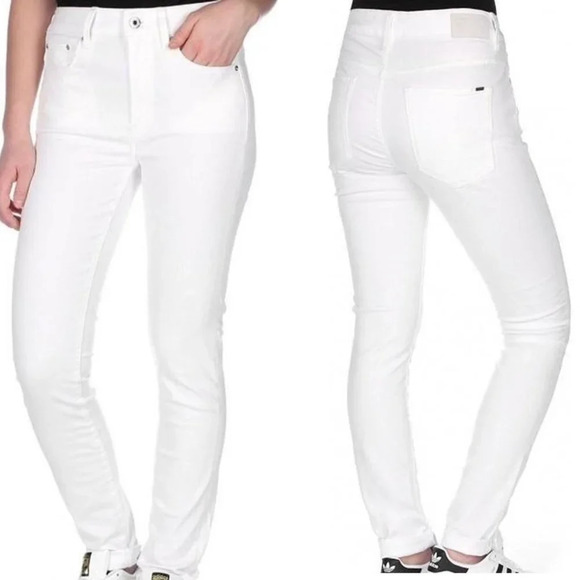 NWT G-Star 3301 High Skinny In Inza White Stretch Denim 3D Aged size 25 - Picture 1 of 9